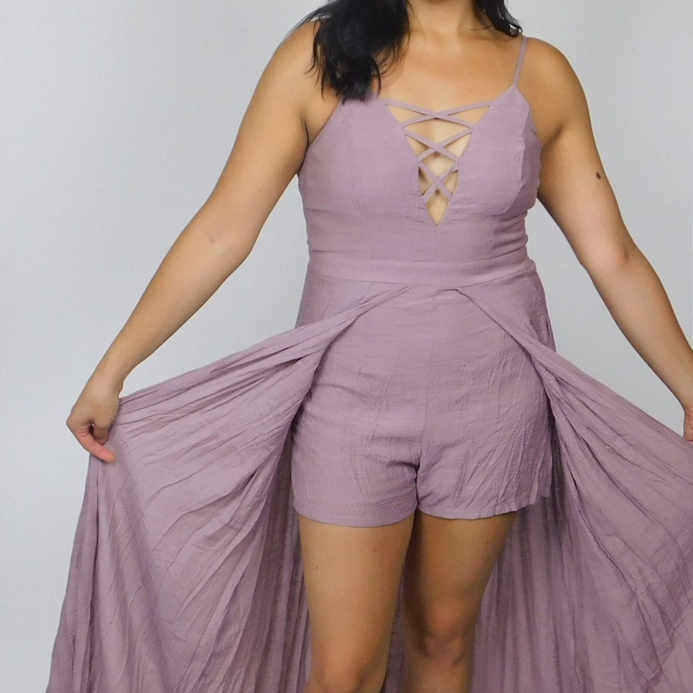 Front Lace up Bodice Overskirt Romper